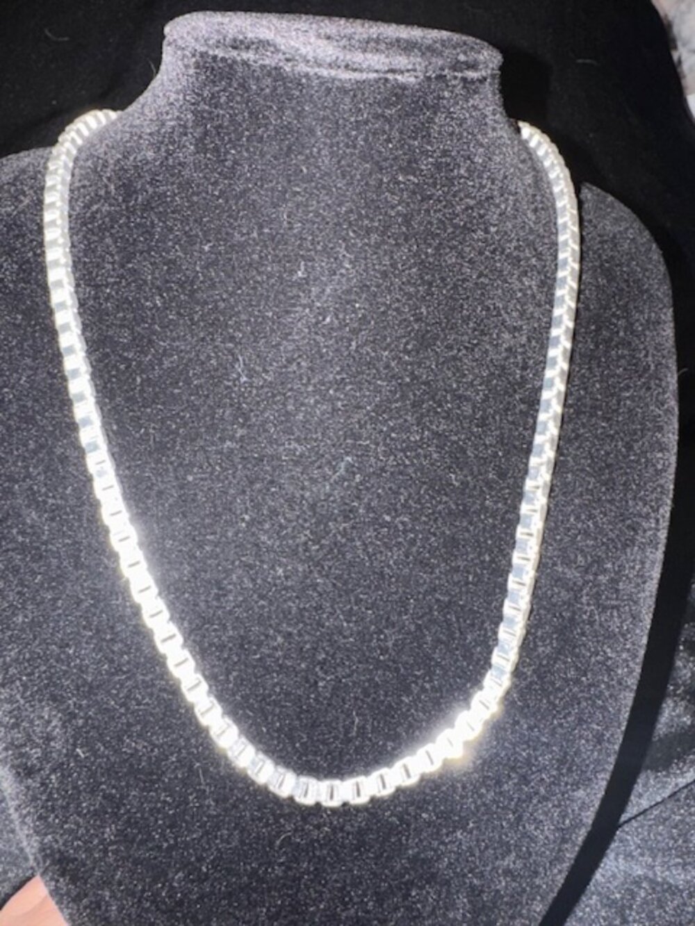 Talbots Silver-Tone Box Chain Necklace – Square Link Venetian Style - 18"